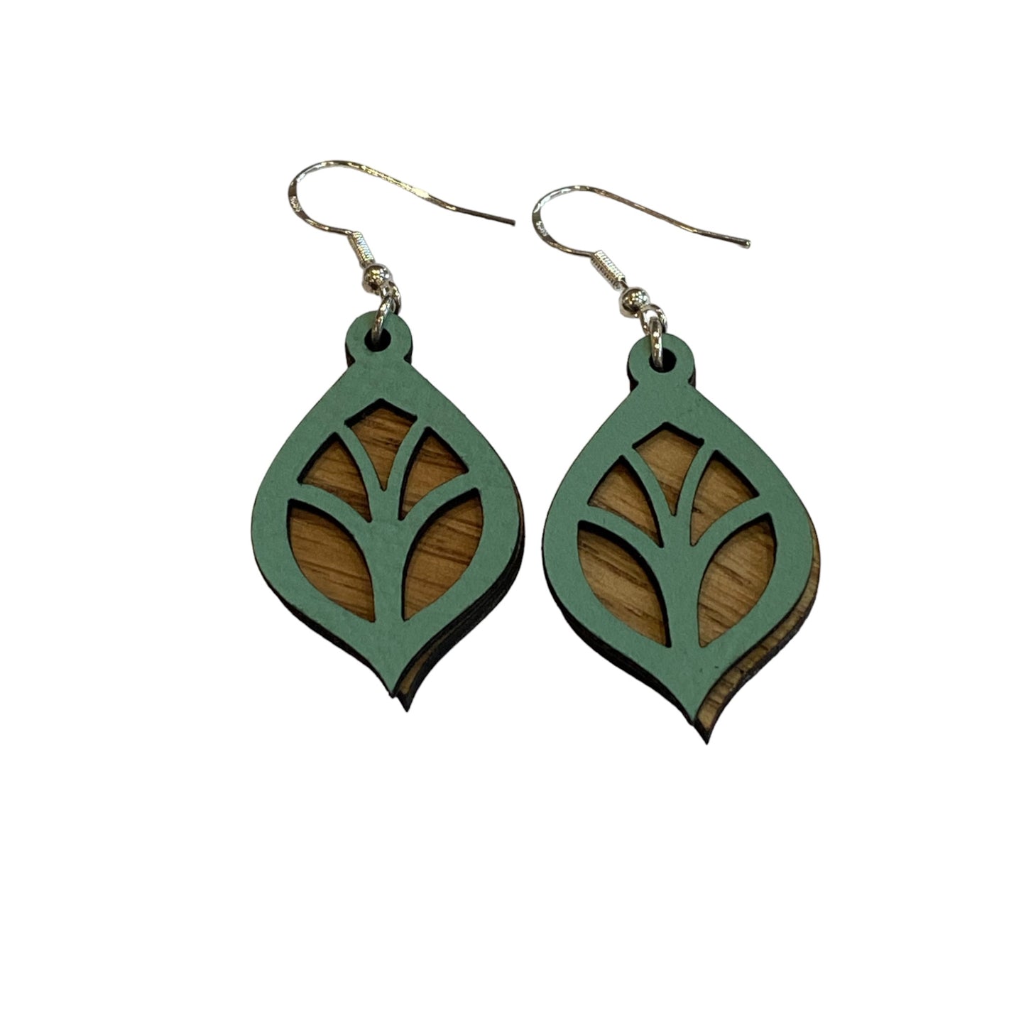 Leather and Wood Layered Earrings