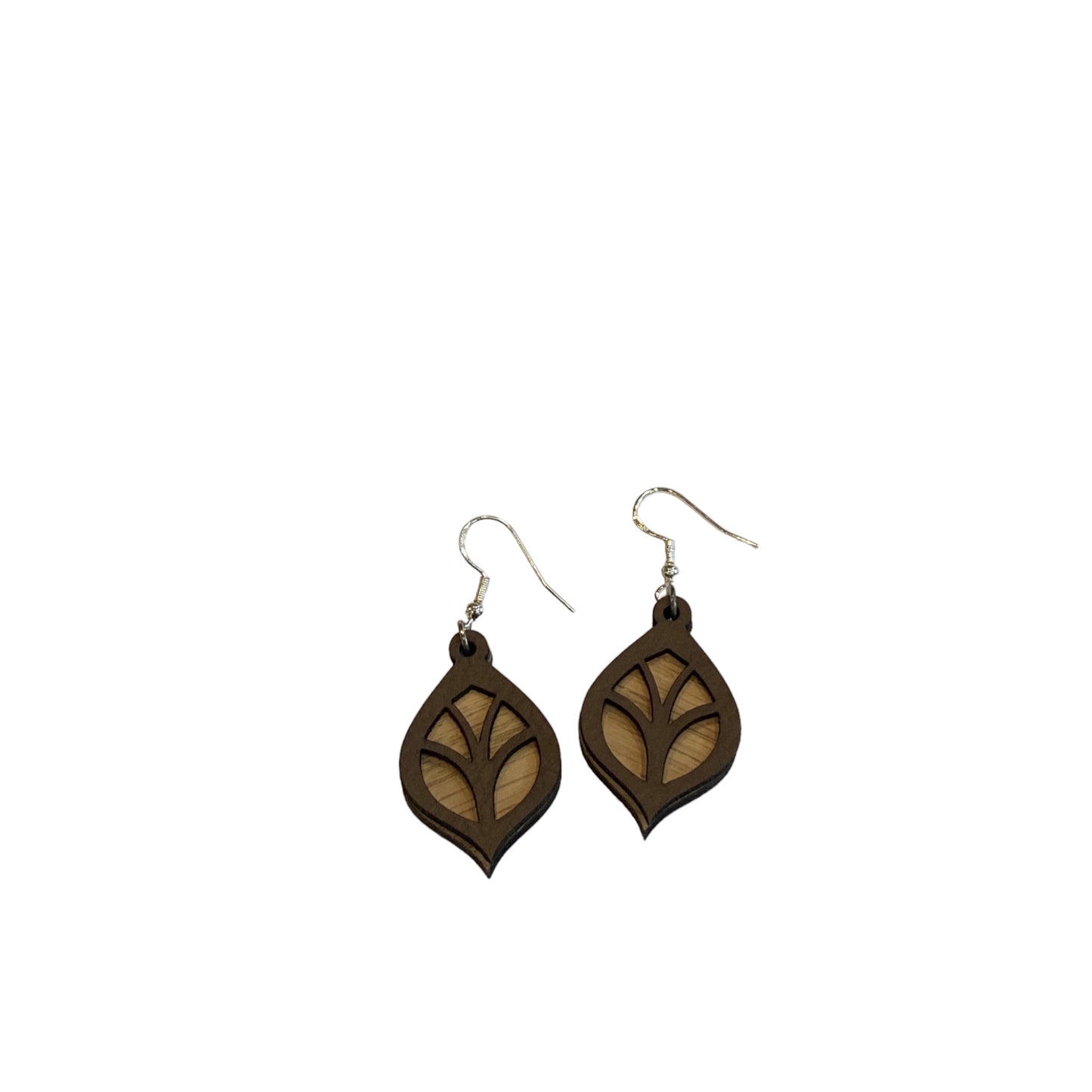 Leather and Wood Layered Earrings