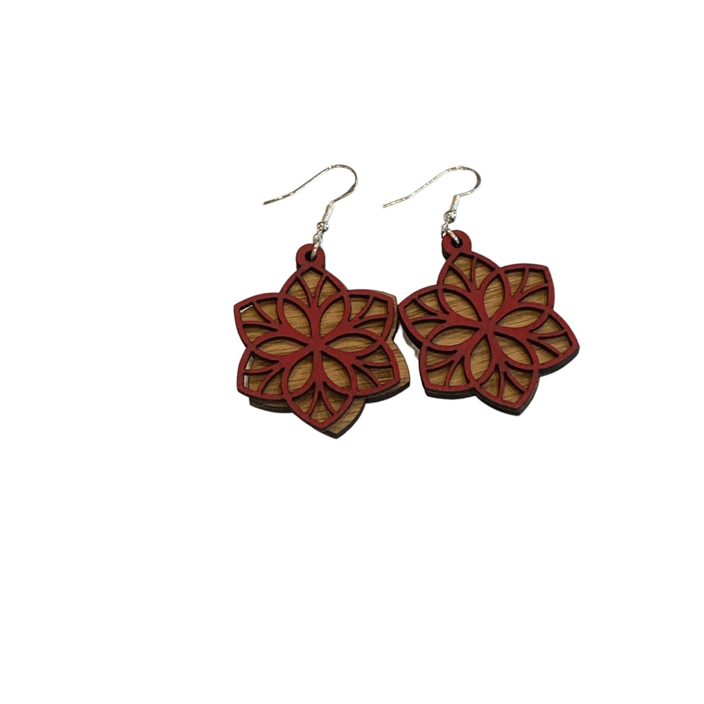 Leather and Wood Layered Earrings