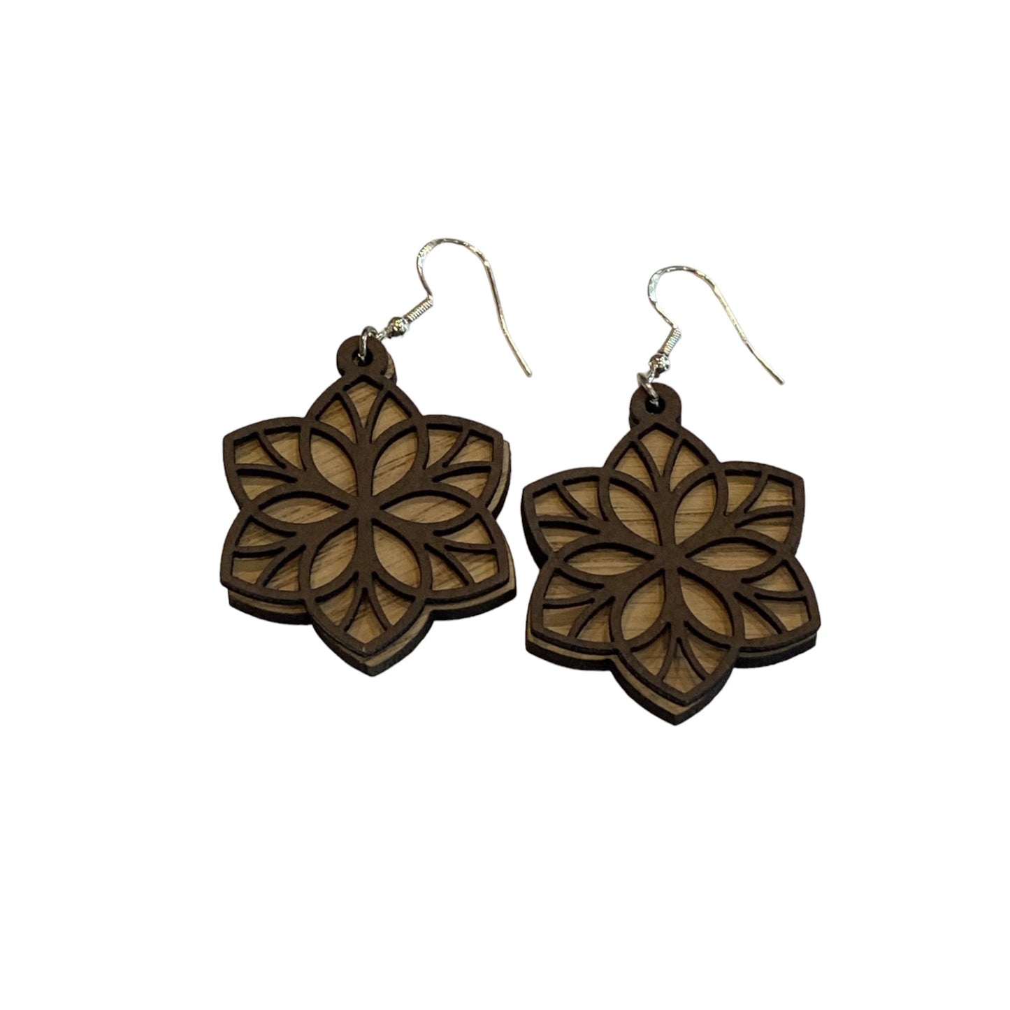 Leather and Wood Layered Earrings