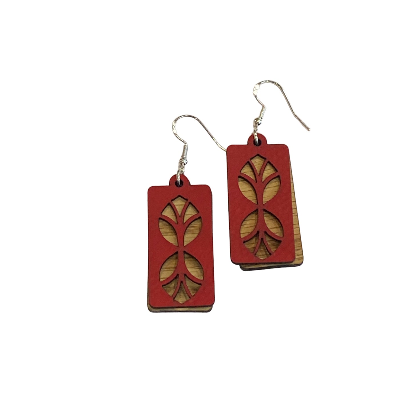 Leather and Wood Layered Earrings