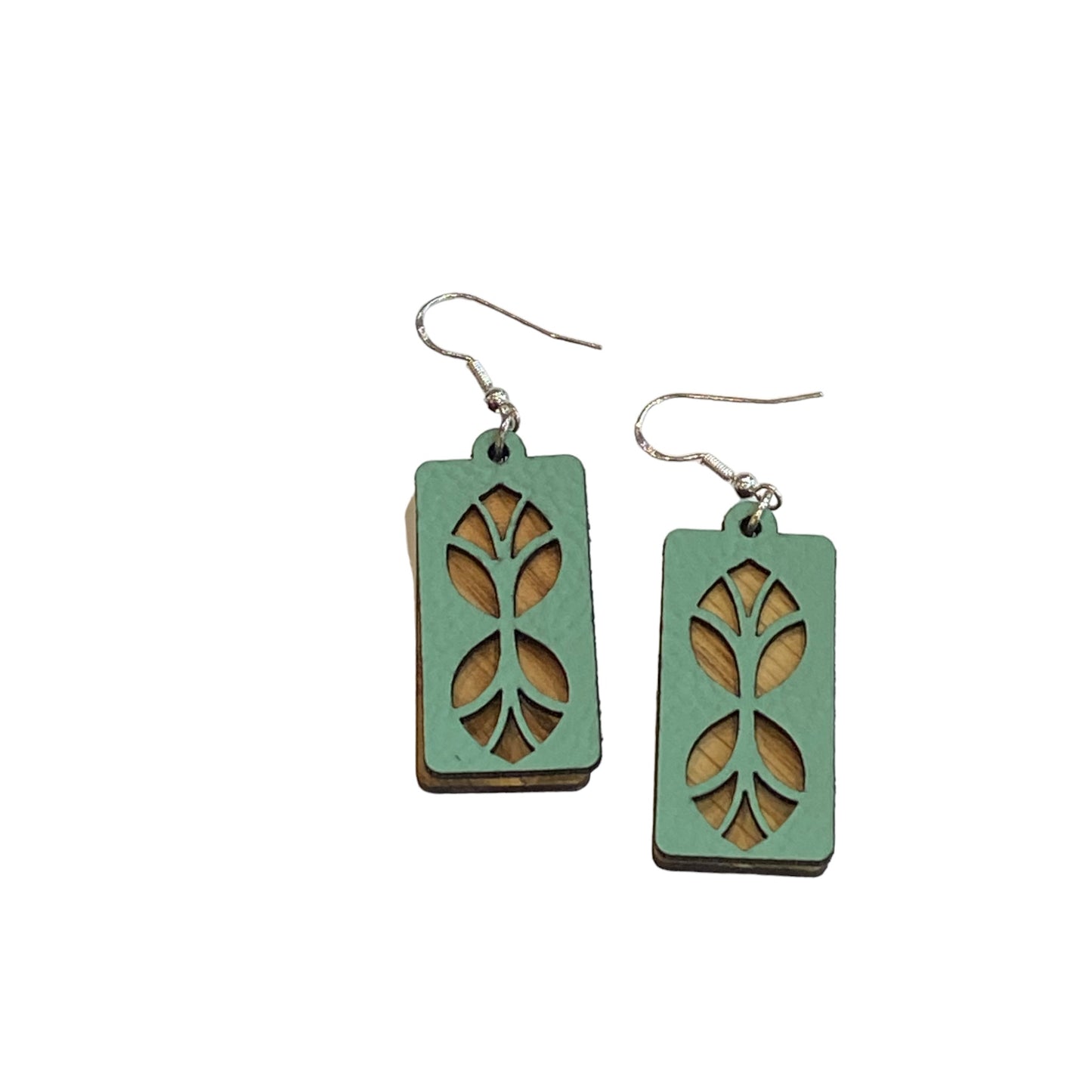 Leather and Wood Layered Earrings