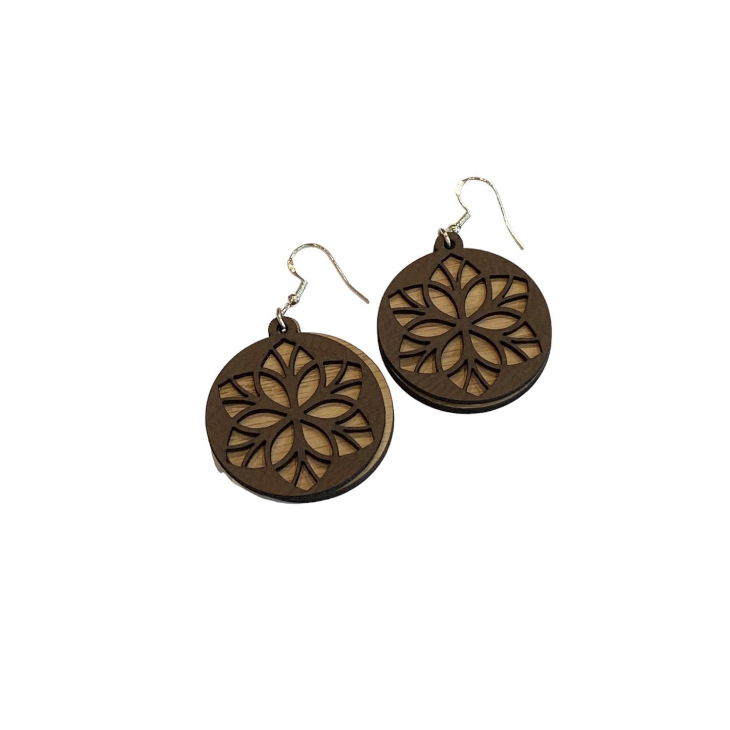 Leather and Wood Layered Earrings