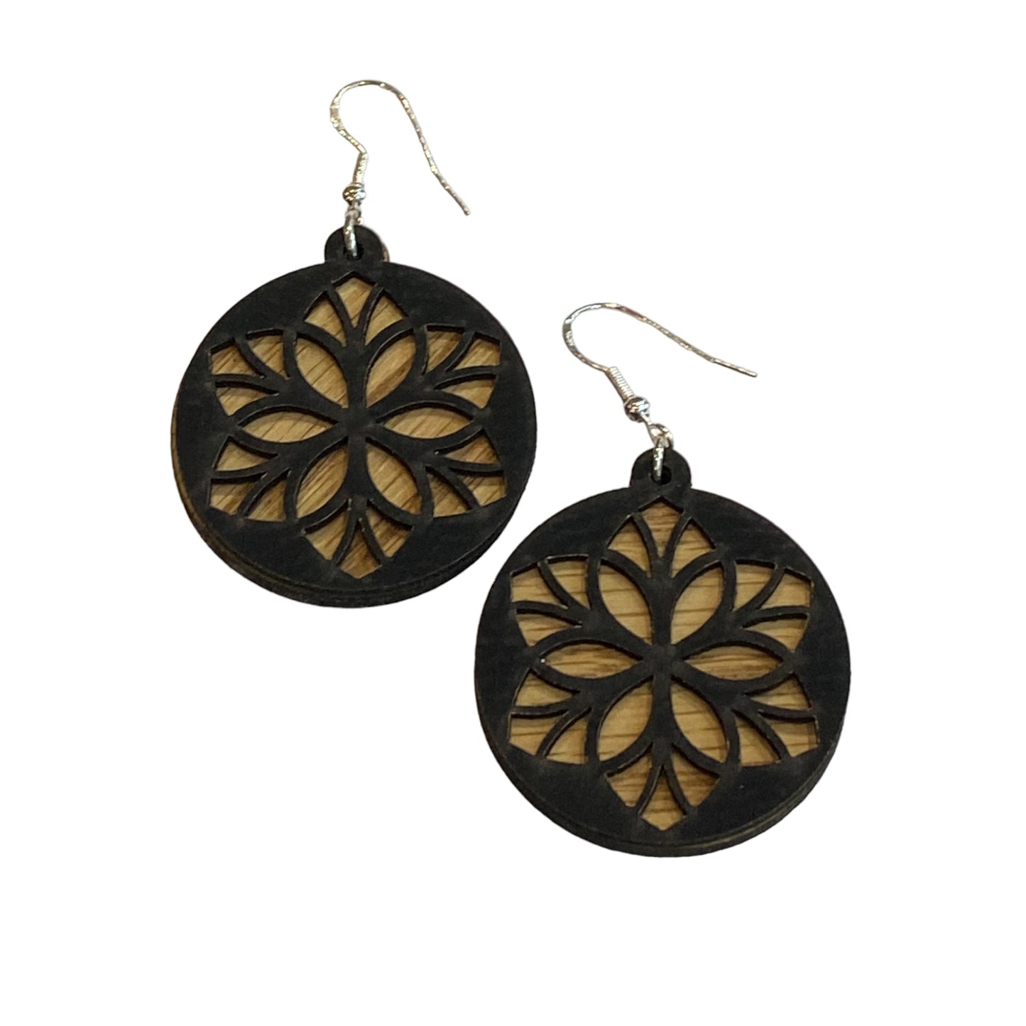 Leather and Wood Layered Earrings