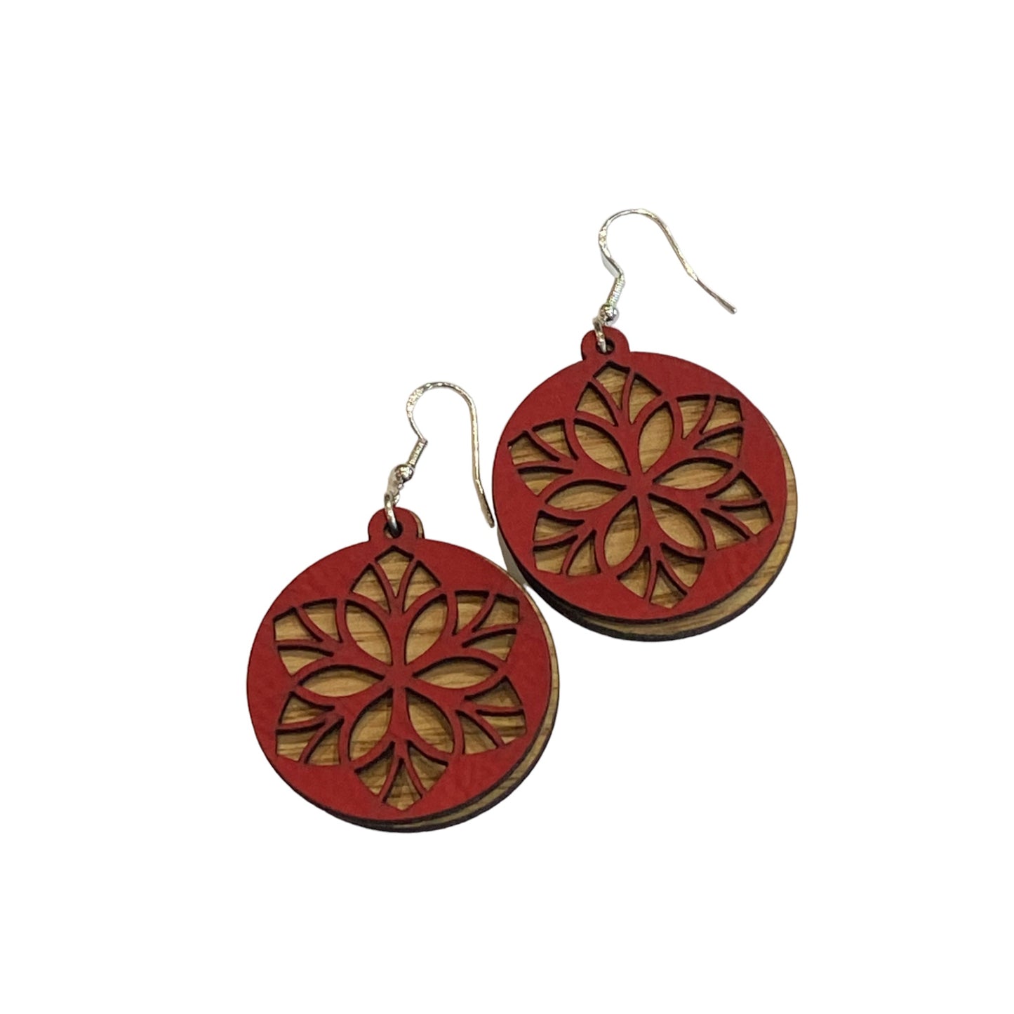 Leather and Wood Layered Earrings